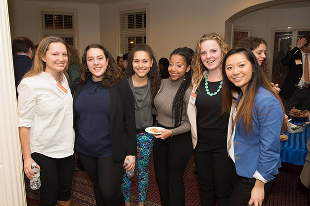 Some Immersion Week students with Jacqueline Harris '11 (left)